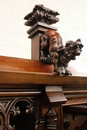 Gothic style Exceptional walnut gothic cabinet with paint glass doors in Walnut, France 19th century