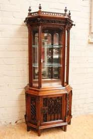 Exceptional walnut gothic display cabinet stamped  MERCIER PARIS