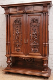 Figural renaissance credenza in walnut