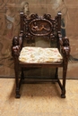 Renaissance style Arm chair in Walnut, France 19th century