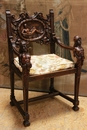 Renaissance style Arm chair in Walnut, France 19th century