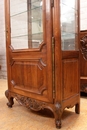 Louis XV style Display cabinet in walnut and marble, France 1920