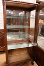 Louis XV style Display cabinet in walnut and marble, France 1920