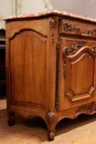 Louis XV style Cabinet in walnut and marble, France 1920