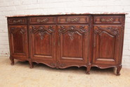 French walnut Louis XV bombe marble top sideboard