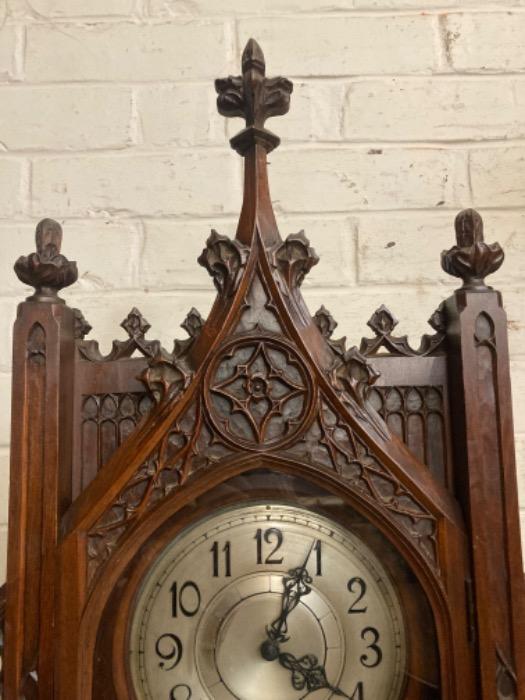 Gothic grandfathers clock in walnut