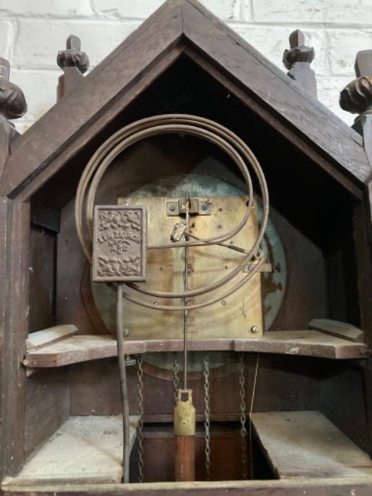 Gothic grandfathers clock in walnut