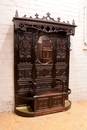 Gothic style Hall bench in Oak, France 1900