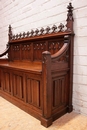 Gothic style Hall bench in Oak, France 19th century