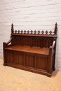 Gothic style Hall bench in Oak, France 19th century