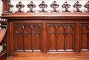 Gothic style Hall bench in Oak, France 19th century