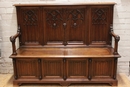 Gothic style Hall bench in Walnut, France 19th century