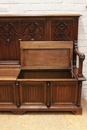 Gothic style Hall bench in Walnut, France 19th century