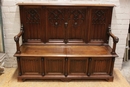 Gothic style Hall bench in Walnut, France 19th century