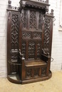 Gothic style Hall bench/hall tree in Oak, France 19th century