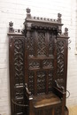 Gothic style Hall bench/hall tree in Oak, France 19th century