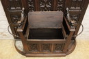 Gothic style Hall bench/hall tree in Oak, France 19th century