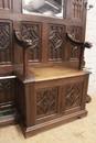 Gothic style Hall bench/hall tree in Oak, France 19th century