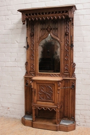 Gothic hall tree in oak