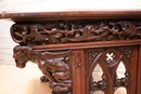 Gothic style Desk and arm chair in Walnut, France 19th century