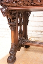 Gothic style Desk and arm chair in Walnut, France 19th century