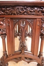 Gothic style Desk and arm chair in Walnut, France 19th century