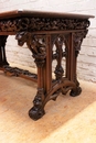 Gothic style Desk and arm chair in Walnut, France 19th century