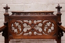 Gothic style Desk and arm chair in Walnut, France 19th century