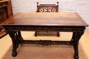 Gothic style Desk and arm chair in Walnut, France 19th century