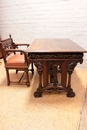 Gothic style Desk and arm chair in Walnut, France 19th century