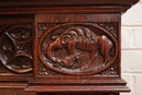 Gothic style Fire mantle in Oak, France 19th century