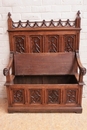 Gothic style Hall bench in Oak, France 19th century