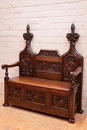 Gothic style Hall bench in Oak, France 19th century