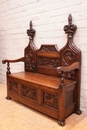 Gothic style Hall bench in Oak, France 19th century