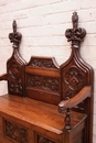 Gothic style Hall bench in Oak, France 19th century