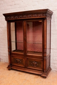 Henri II display cabinet in walnut