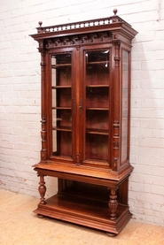 Henri II style display cabinet in walnut