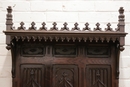 Gothic style Hall bench in Oak, France 19th century