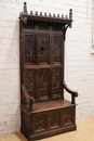 Gothic style Hall bench in Oak, France 19th century