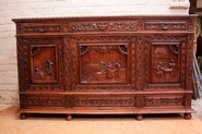 Large 3 door Breton sideboard in oak with parqueterie top