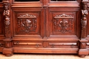 Renaissance style Bookcase in Oak, France 19th century