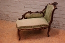 Louis XV style Long chair in Walnut, France 19th century