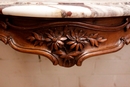 Louis XV style Console in walnut and marble, France 19th century