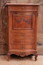 Louis XV style Secretary desk in walnut and marble, France 19th century