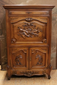 Louis XV secretary desk walnut with marble top