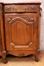 Louis XV style Sideboard in walnut and marble, France 1920