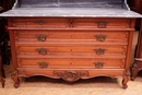 Louis XV style Vanity in walnut and marble, France 19th century