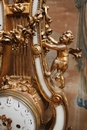 Louis XVI style Mantle clock set in Bronze and marble, France 19th century