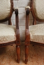 Louis XVI style Pair arm chairs in Walnut, France 19th century