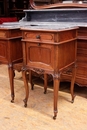 Louis XV style Night stands in walnut and marble, Belgium 19th century